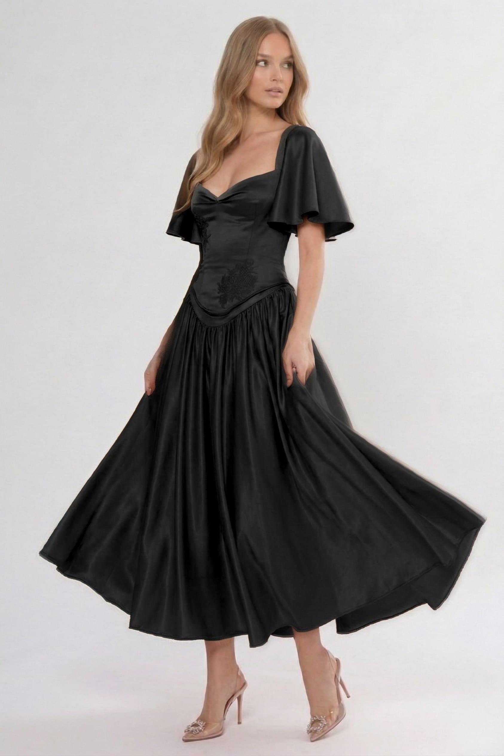 A-Line/Two-Piece Ankle Length Soft Satin Wedding Guest Dress CG0317