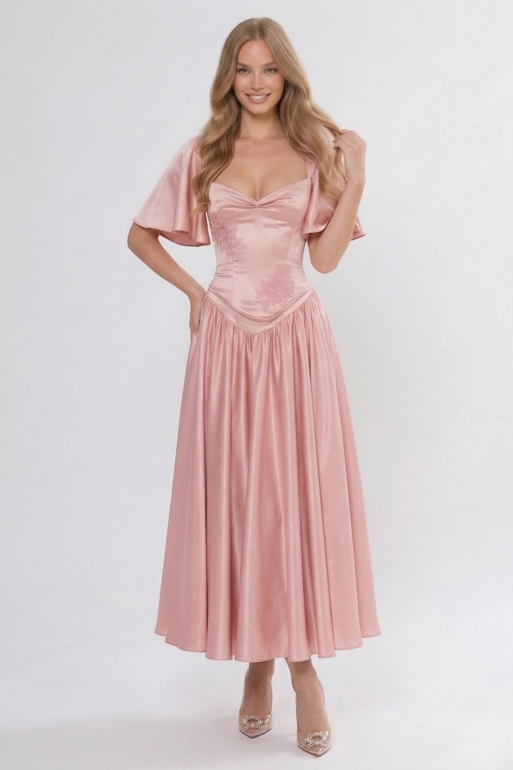 A-Line/Two-Piece Ankle Length Soft Satin Bridesmaid Dress CG0317BM