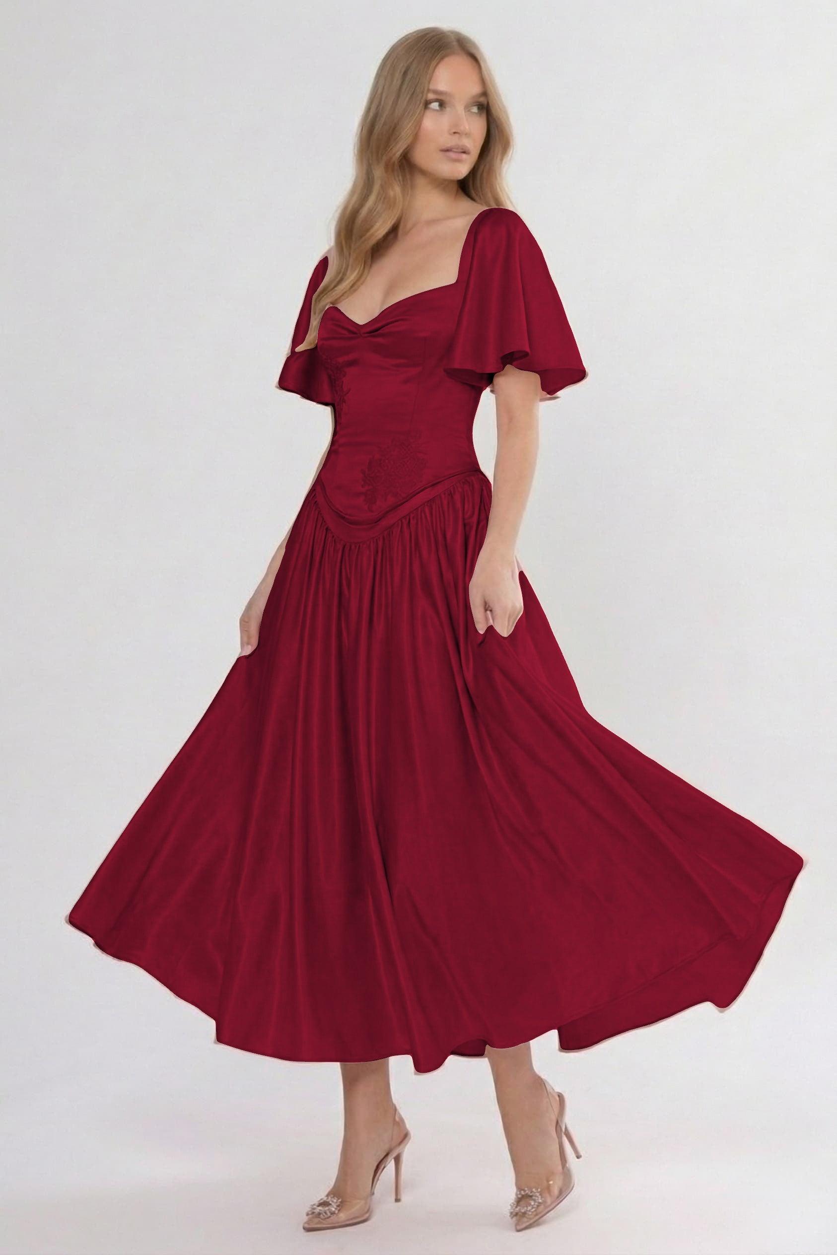 A-Line/Two-Piece Ankle Length Soft Satin Wedding Guest Dress CG0317
