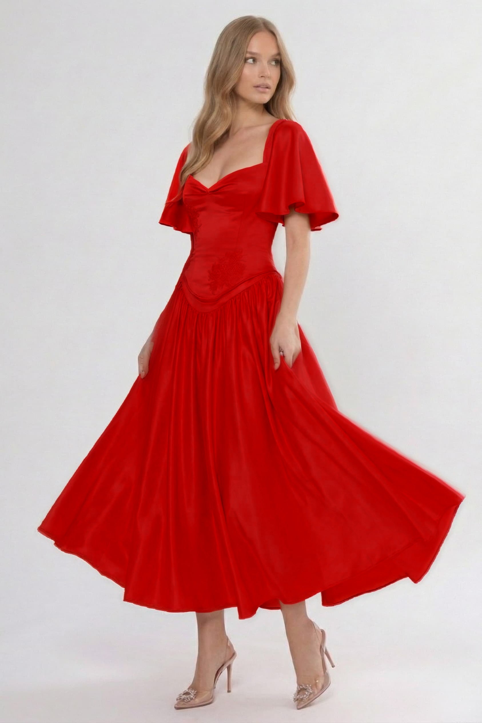 A-Line/Two-Piece Ankle Length Soft Satin Wedding Guest Dress CG0317
