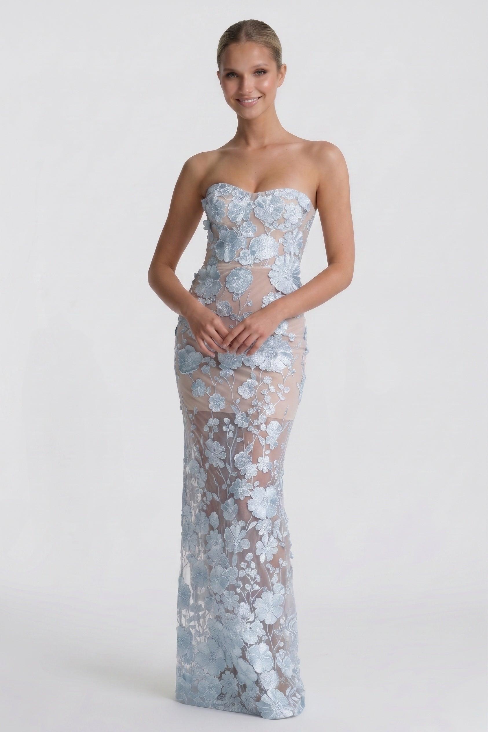 Sheath-Column Maxi Lace Wedding Guest Dress CG0318
