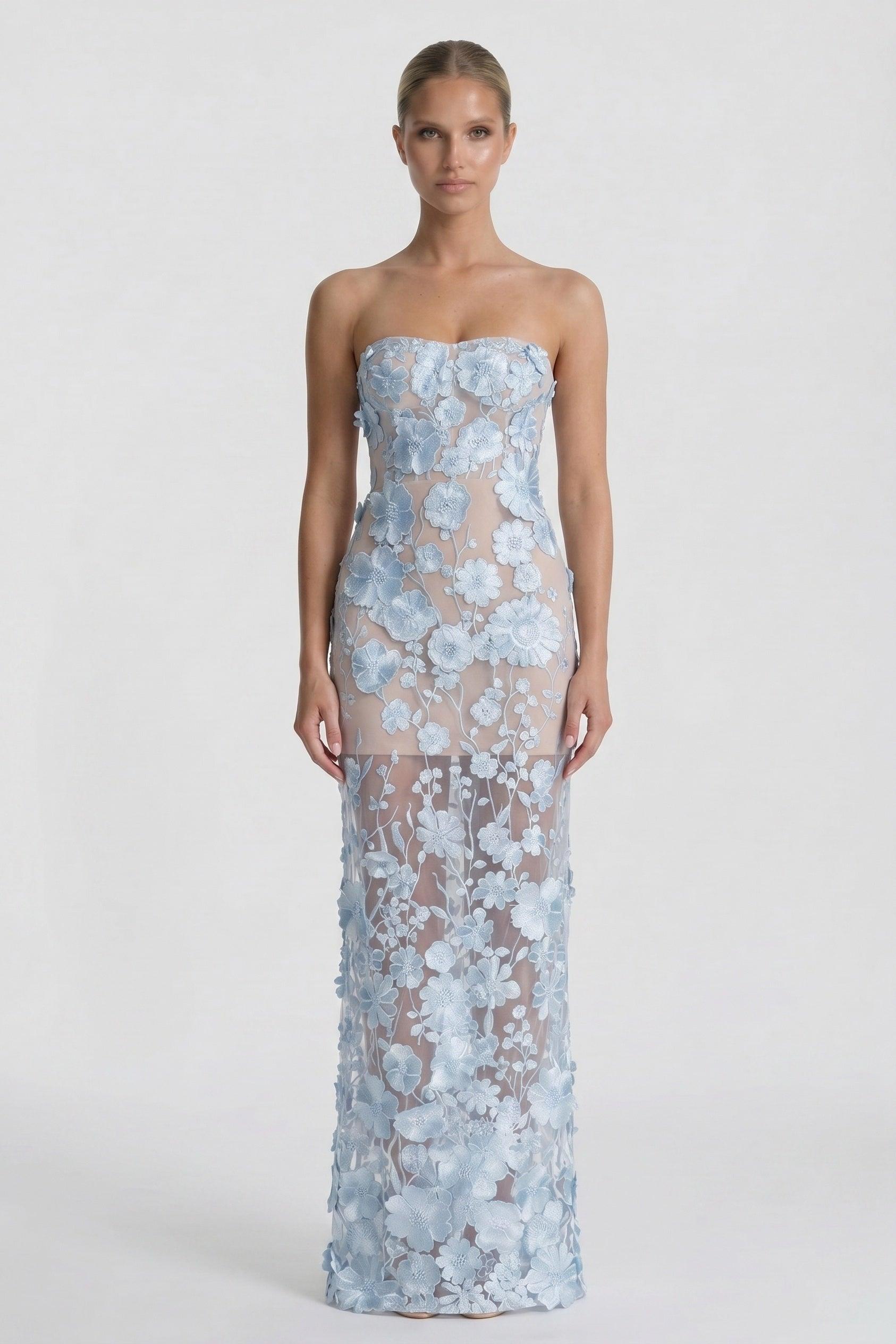Sheath-Column Maxi Lace Wedding Guest Dress CG0318