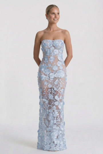 Sheath-Column Maxi Lace Wedding Guest Dress CG0318
