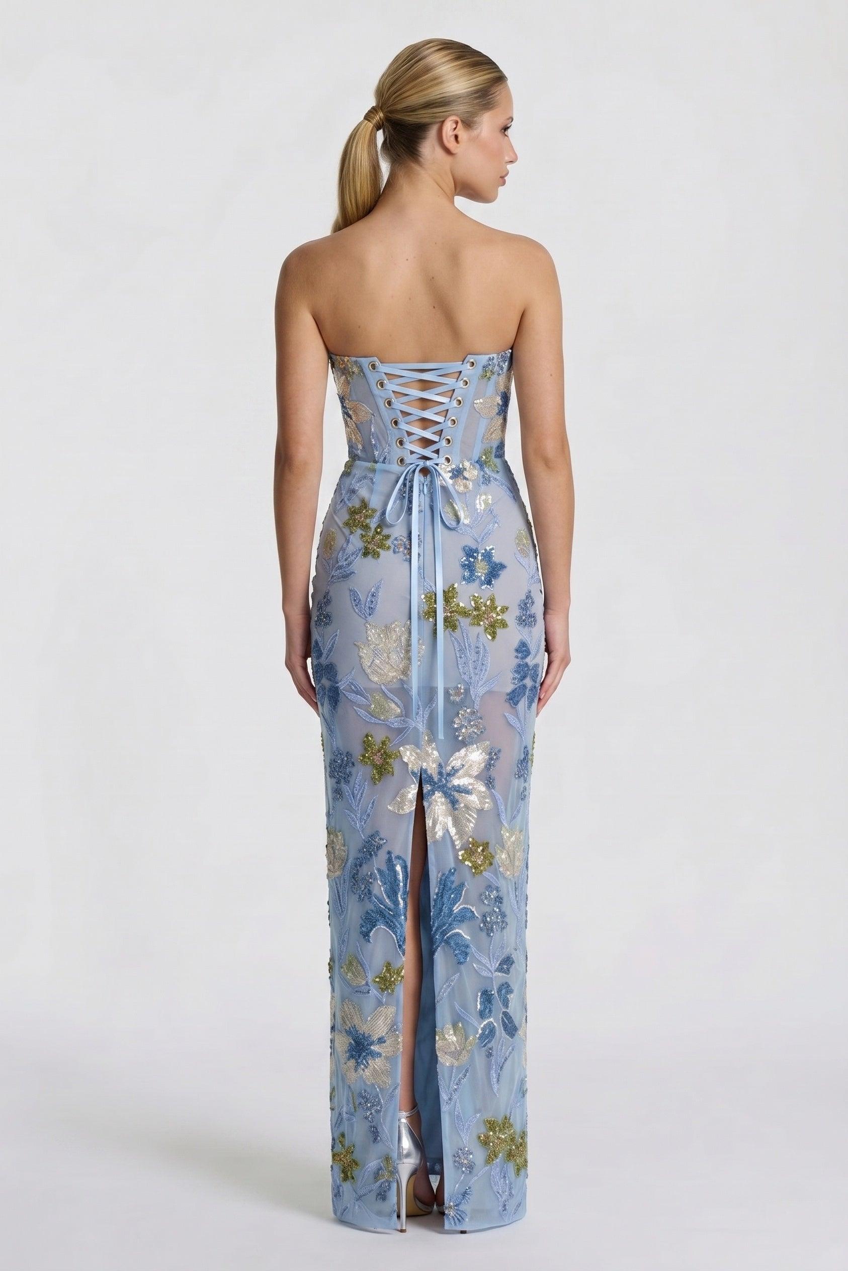 Sheath-Column Maxi Lace Wedding Guest Dress CG0320