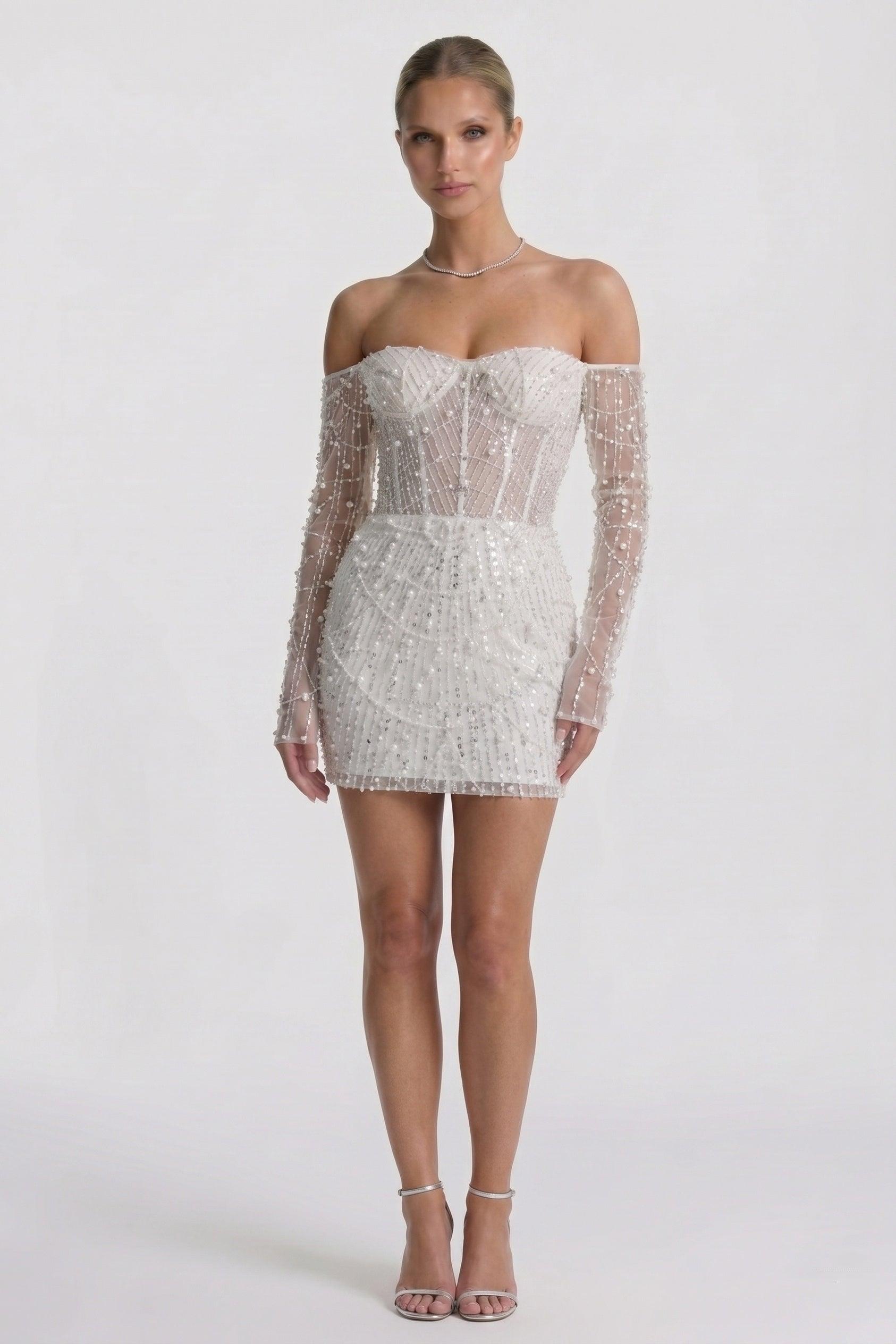 Sheath-Column Mini Lace Wedding Guest Dress CG0322