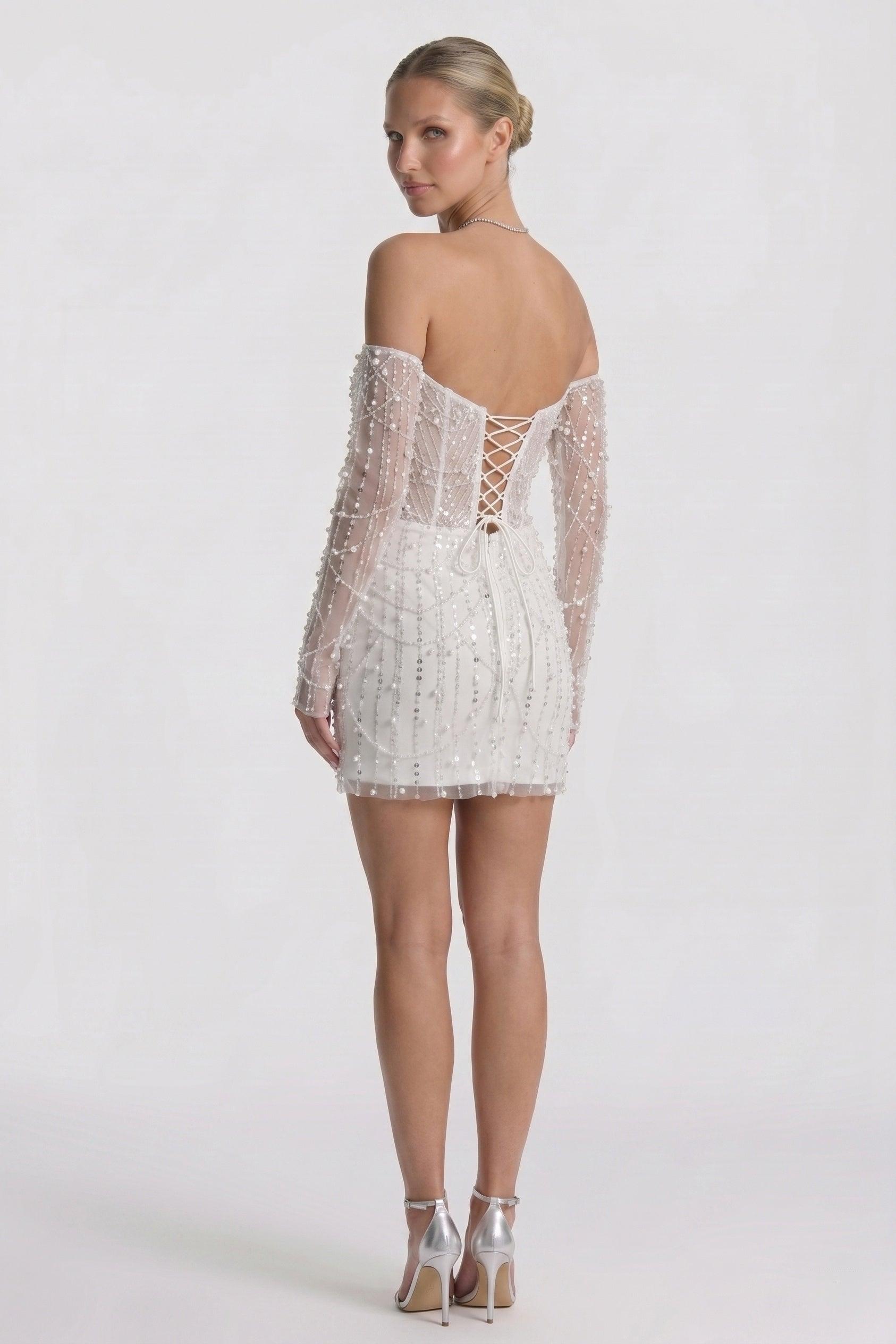Sheath-Column Mini Lace Wedding Guest Dress CG0322
