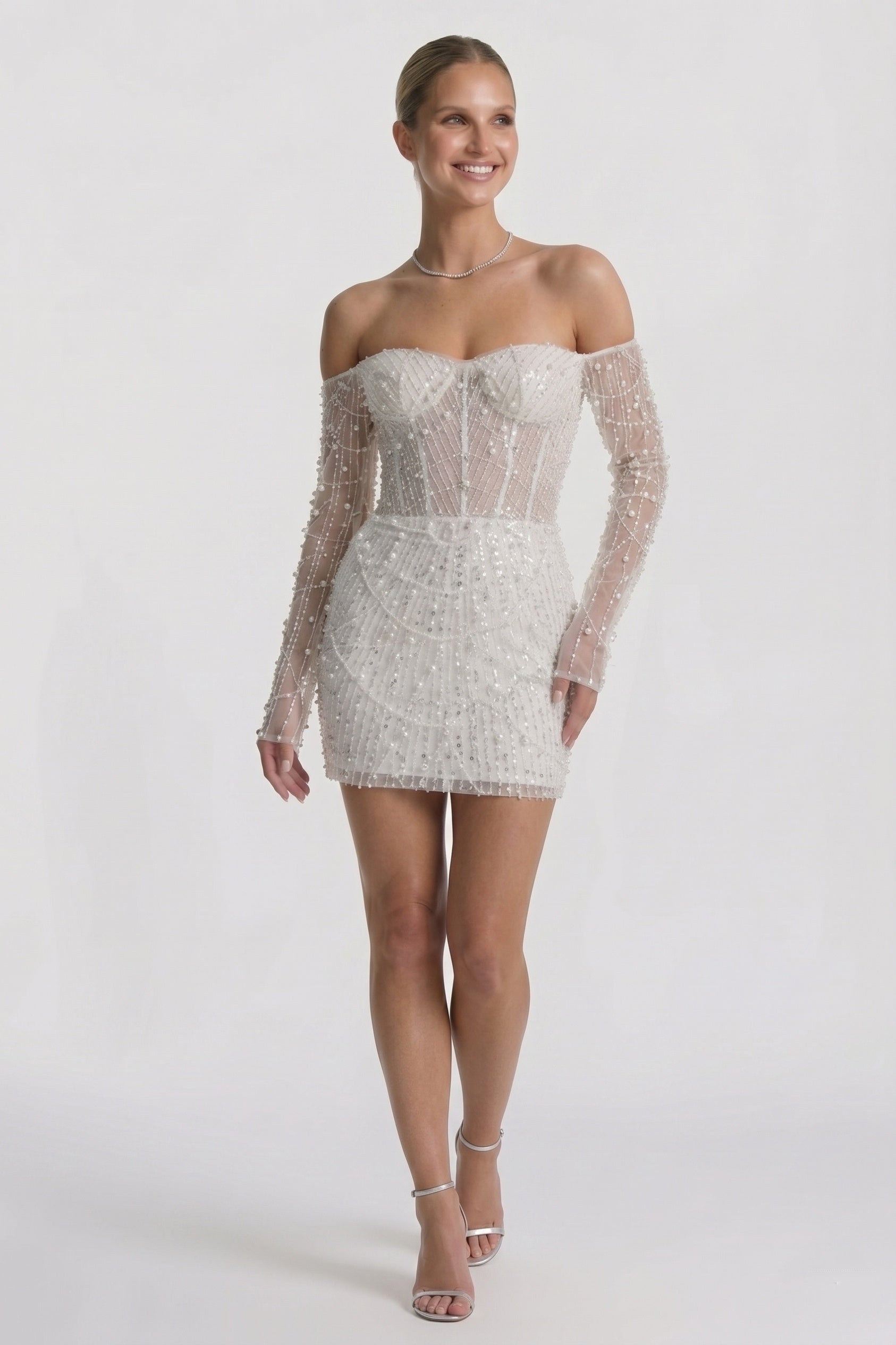 Sheath-Column Mini Lace Wedding Guest Dress CG0322