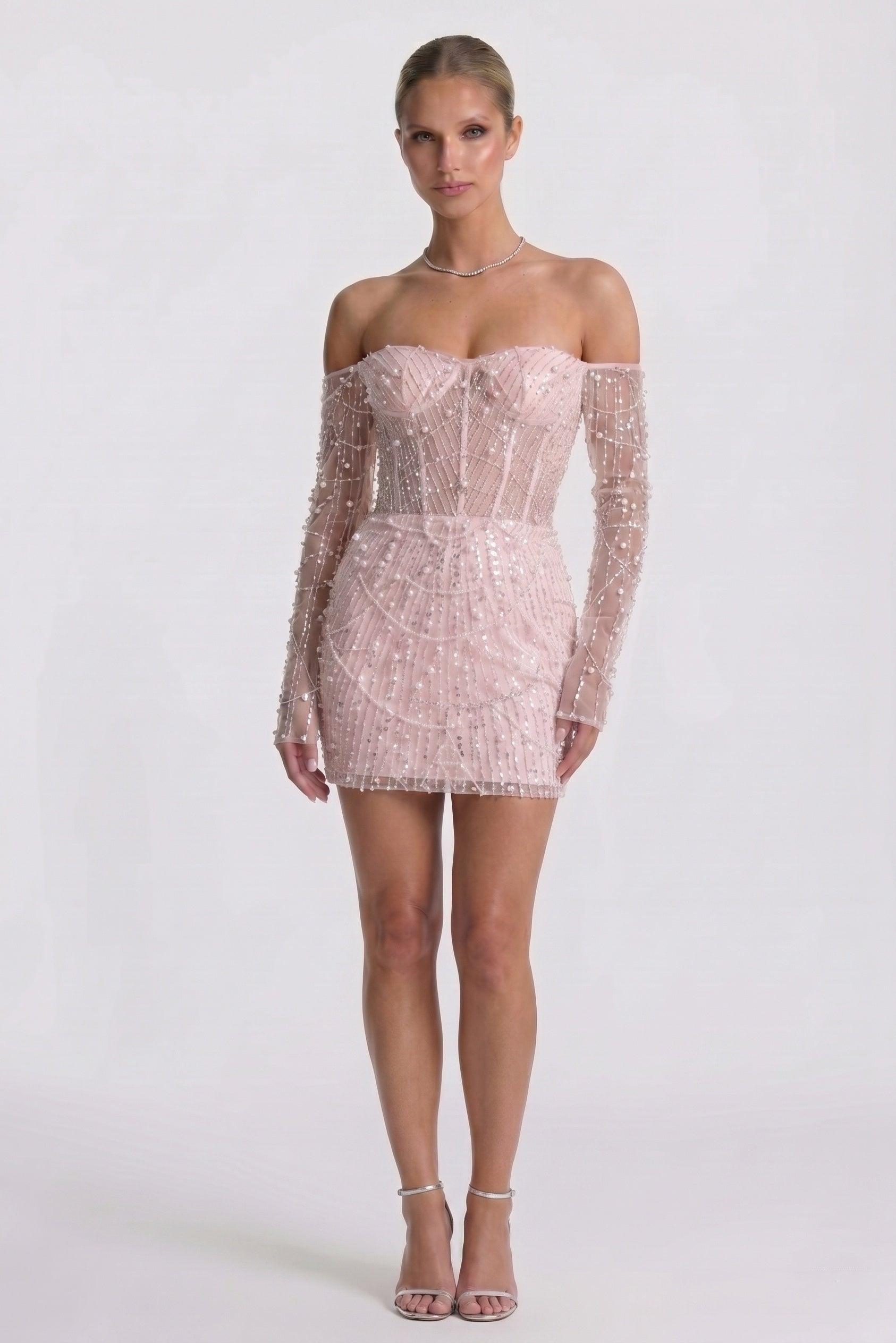 Sheath-Column Mini Lace Wedding Guest Dress CG0322