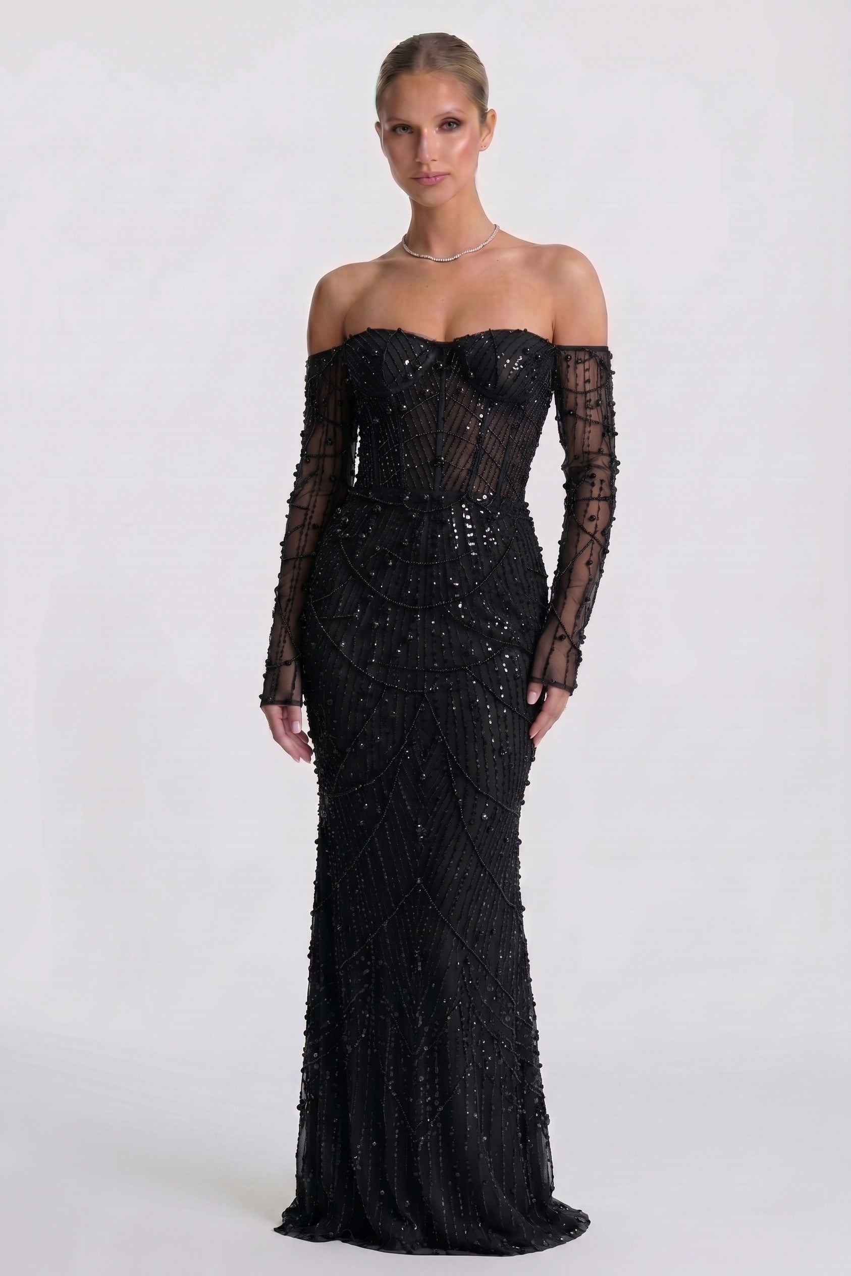 Trumpet-Mermaid Maxi Lace Wedding Guest Dress CG0323