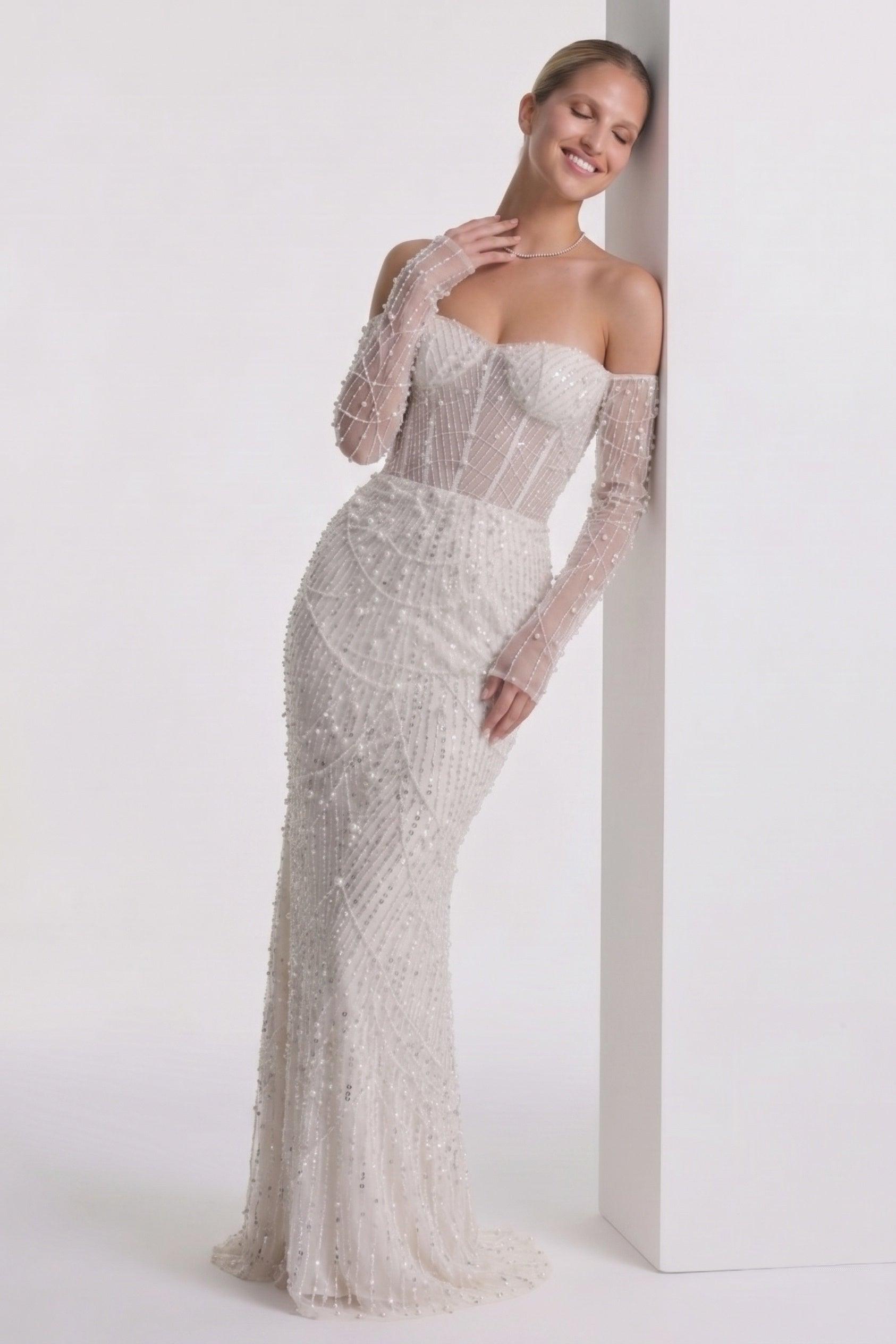 Trumpet-Mermaid Maxi Lace Wedding Guest Dress CG0323