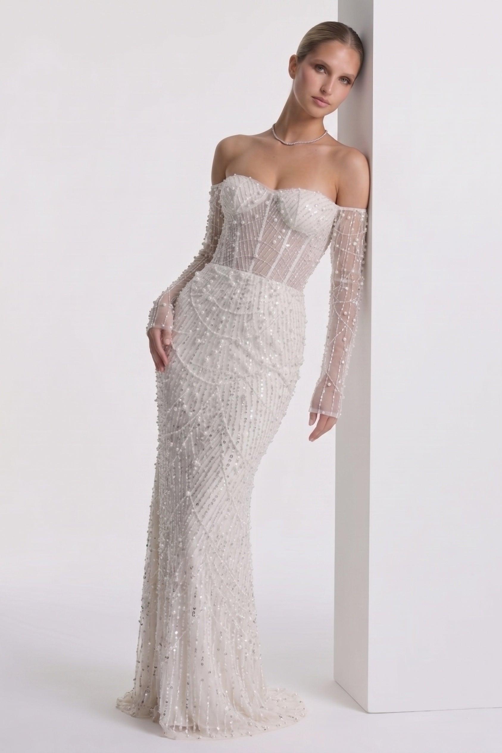 Trumpet-Mermaid Maxi Lace Wedding Guest Dress CG0323