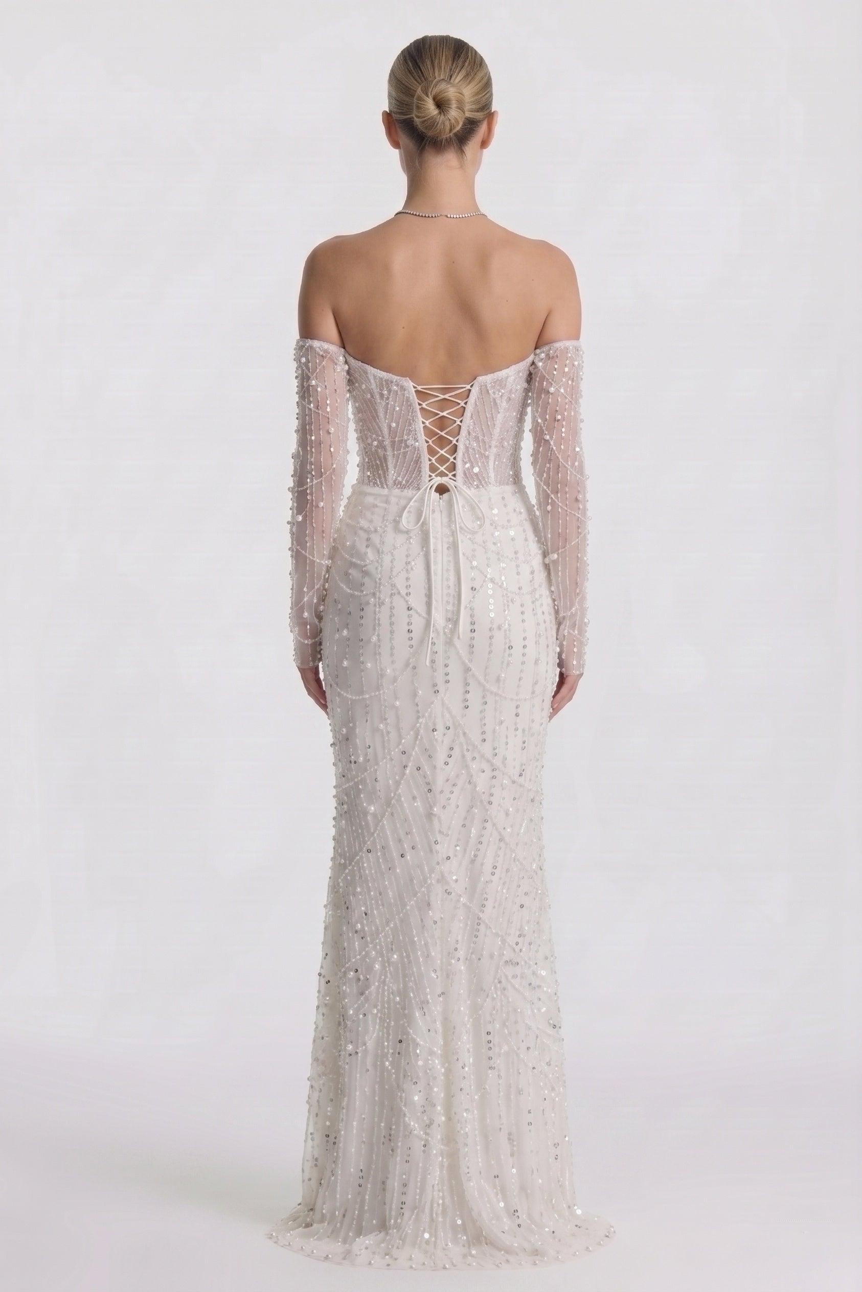 Trumpet-Mermaid Maxi Lace Wedding Guest Dress CG0323