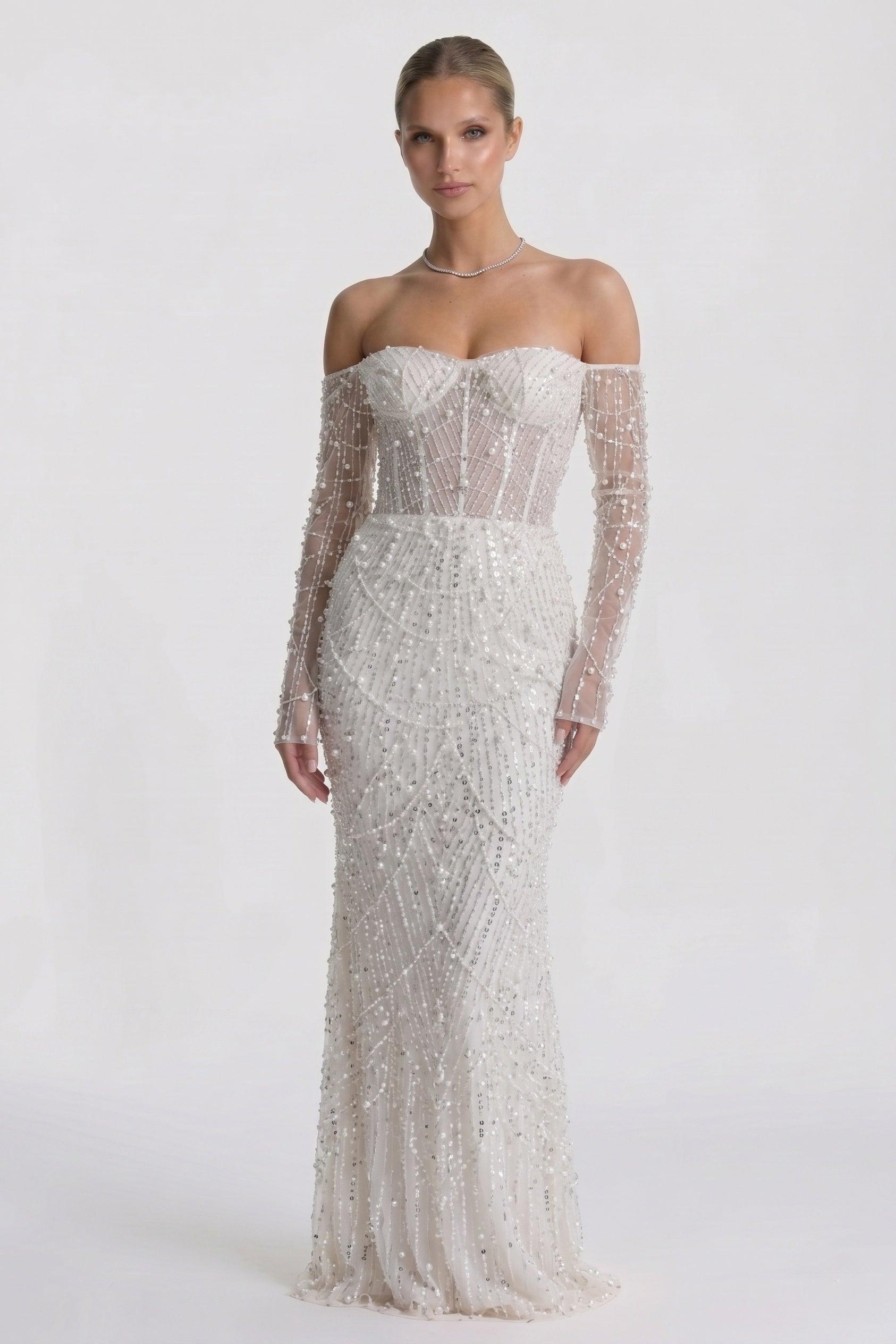 Trumpet-Mermaid Maxi Lace Wedding Guest Dress CG0323