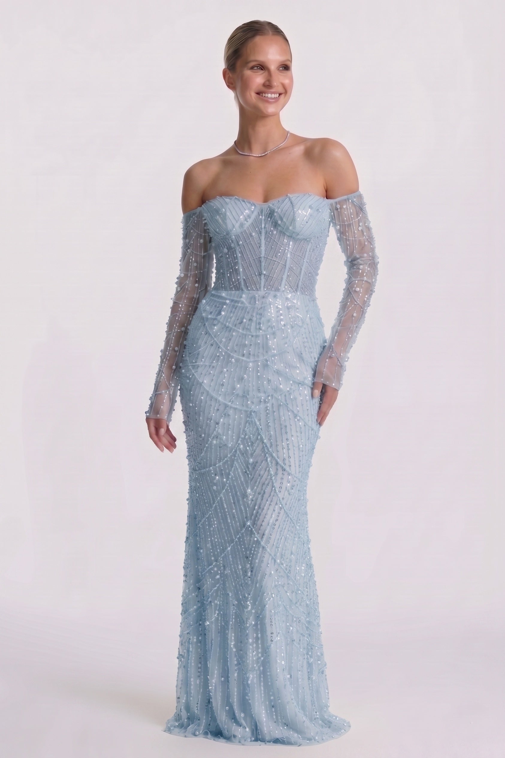 Trumpet-Mermaid Maxi Lace Wedding Guest Dress CG0323