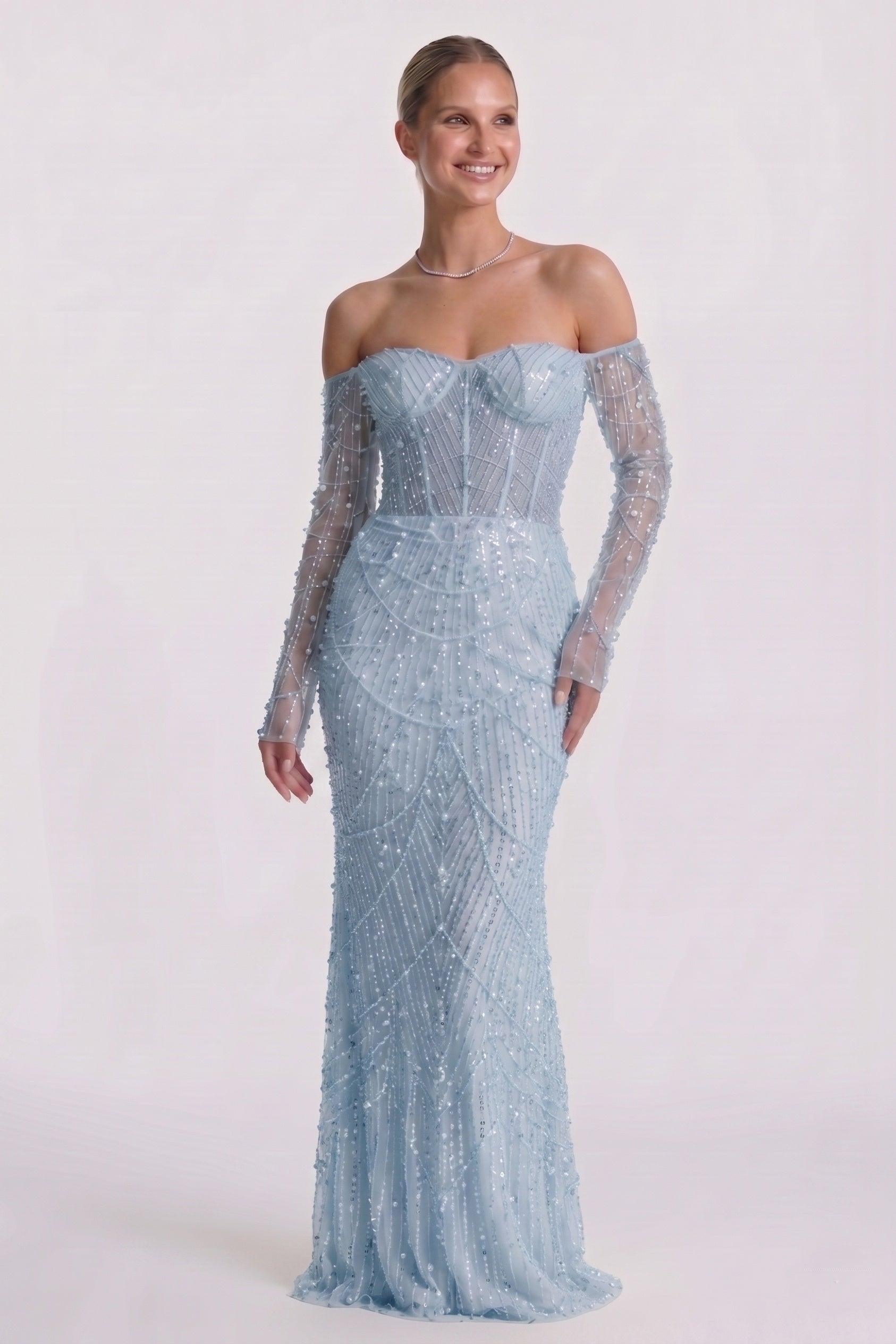 Trumpet-Mermaid Maxi Lace Wedding Guest Dress CG0323