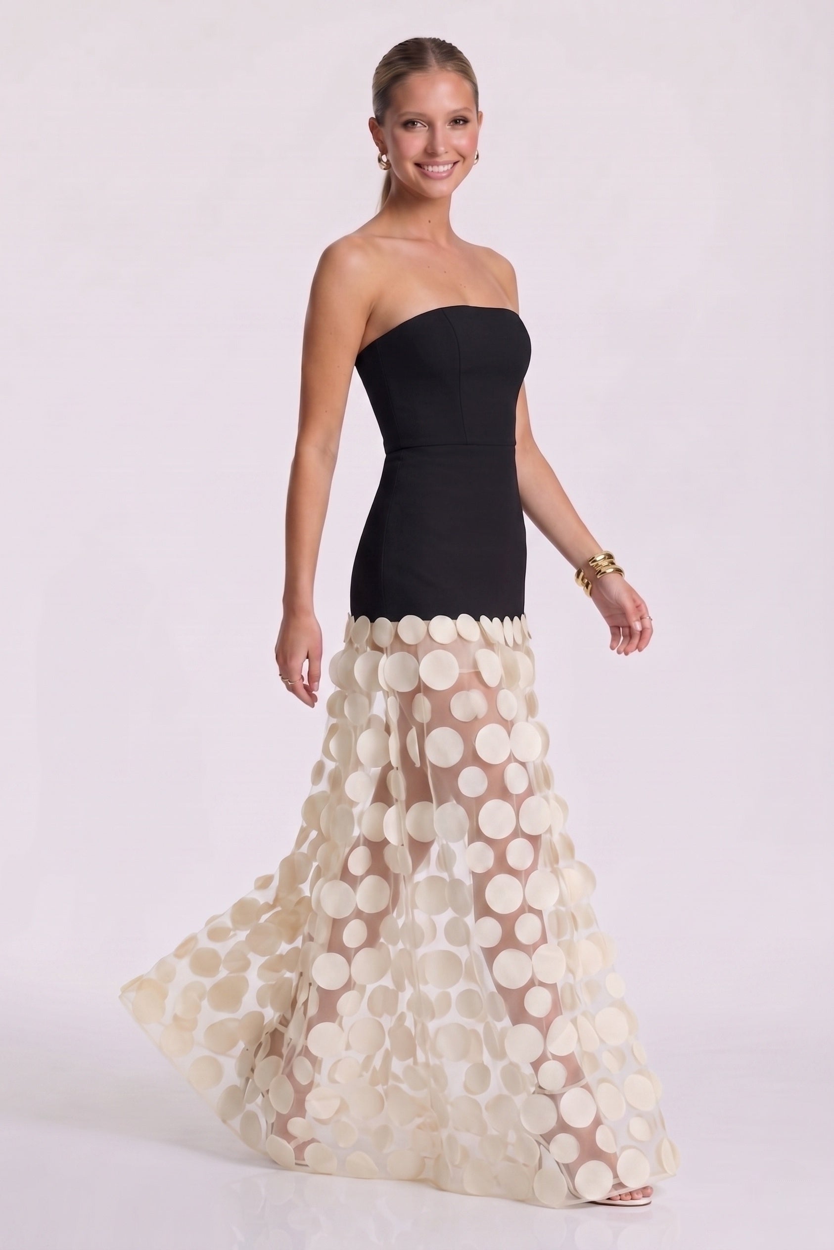 A-Line Maxi Elastic Cloth Tulle Wedding Guest Dress CG0325