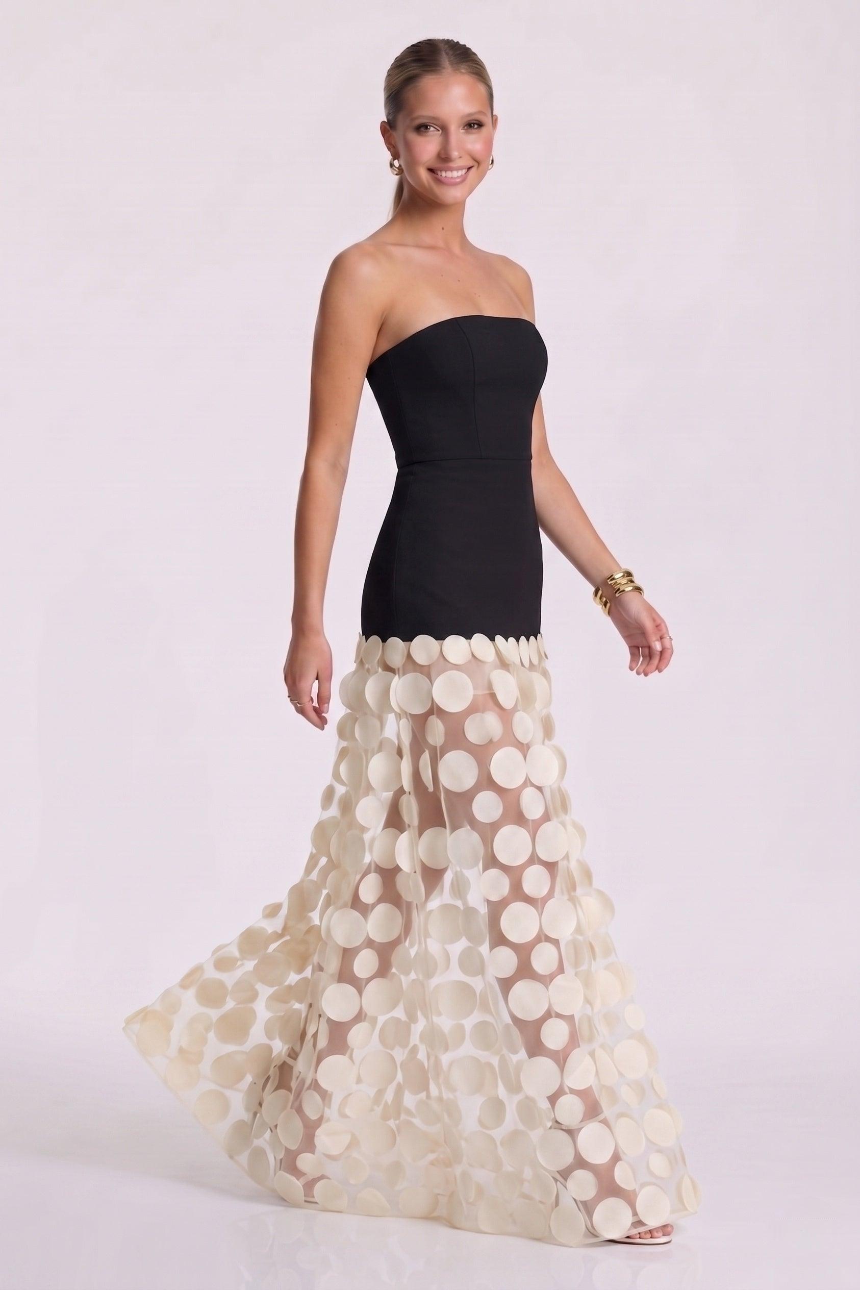 A-Line Maxi Elastic Cloth Tulle Wedding Guest Dress CG0325