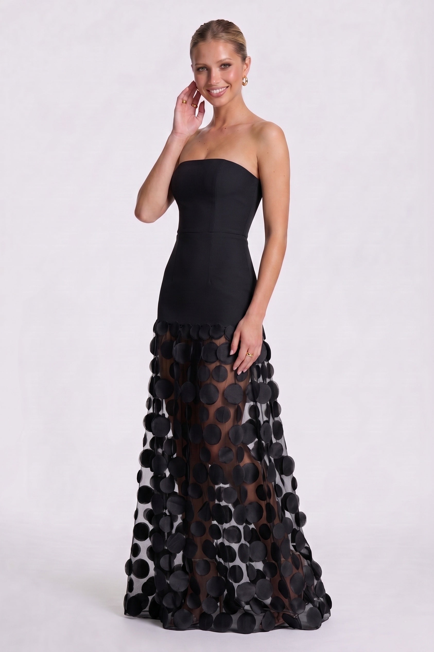 A-Line Maxi Elastic Cloth Tulle Wedding Guest Dress CG0325
