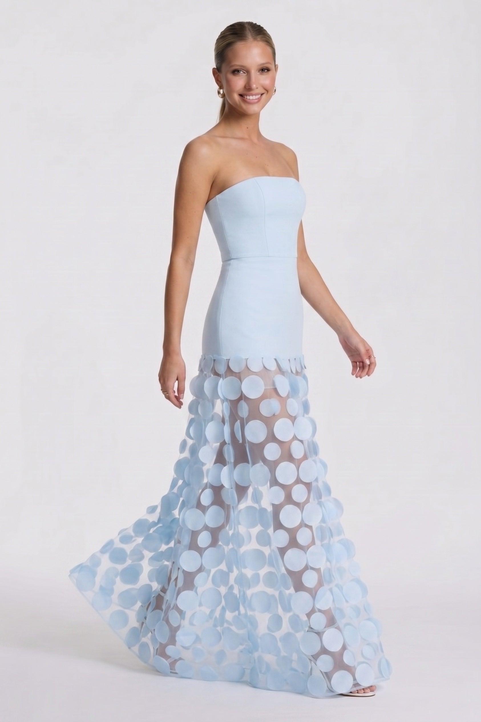 A-Line Maxi Elastic Cloth Tulle Wedding Guest Dress CG0325