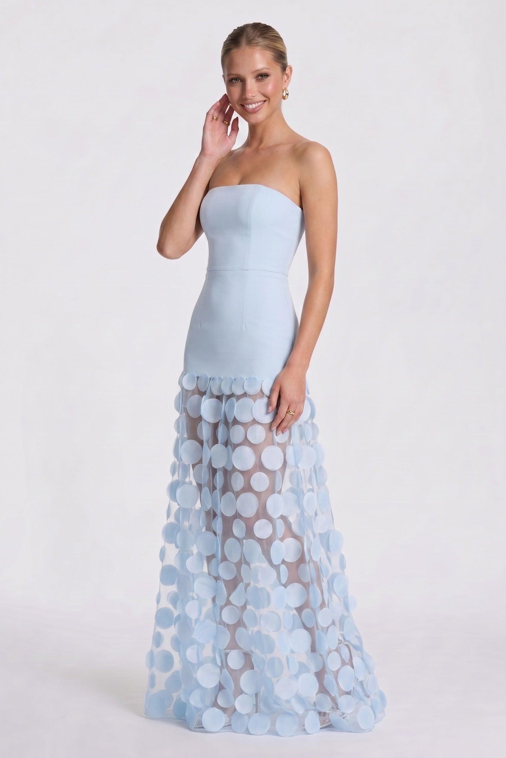 A-Line Maxi Elastic Cloth Tulle Wedding Guest Dress CG0325