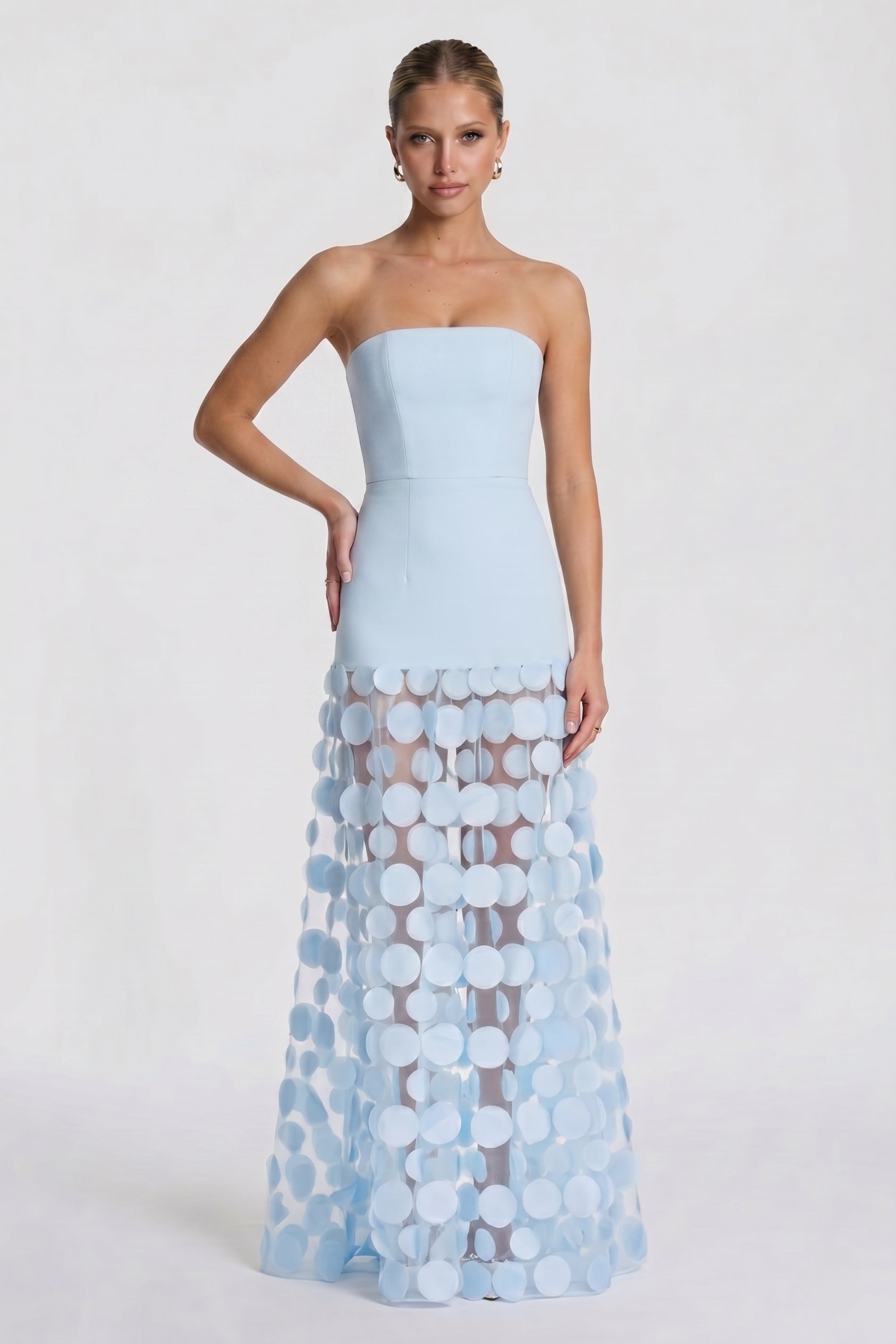 A-Line Maxi Elastic Cloth Tulle Wedding Guest Dress CG0325