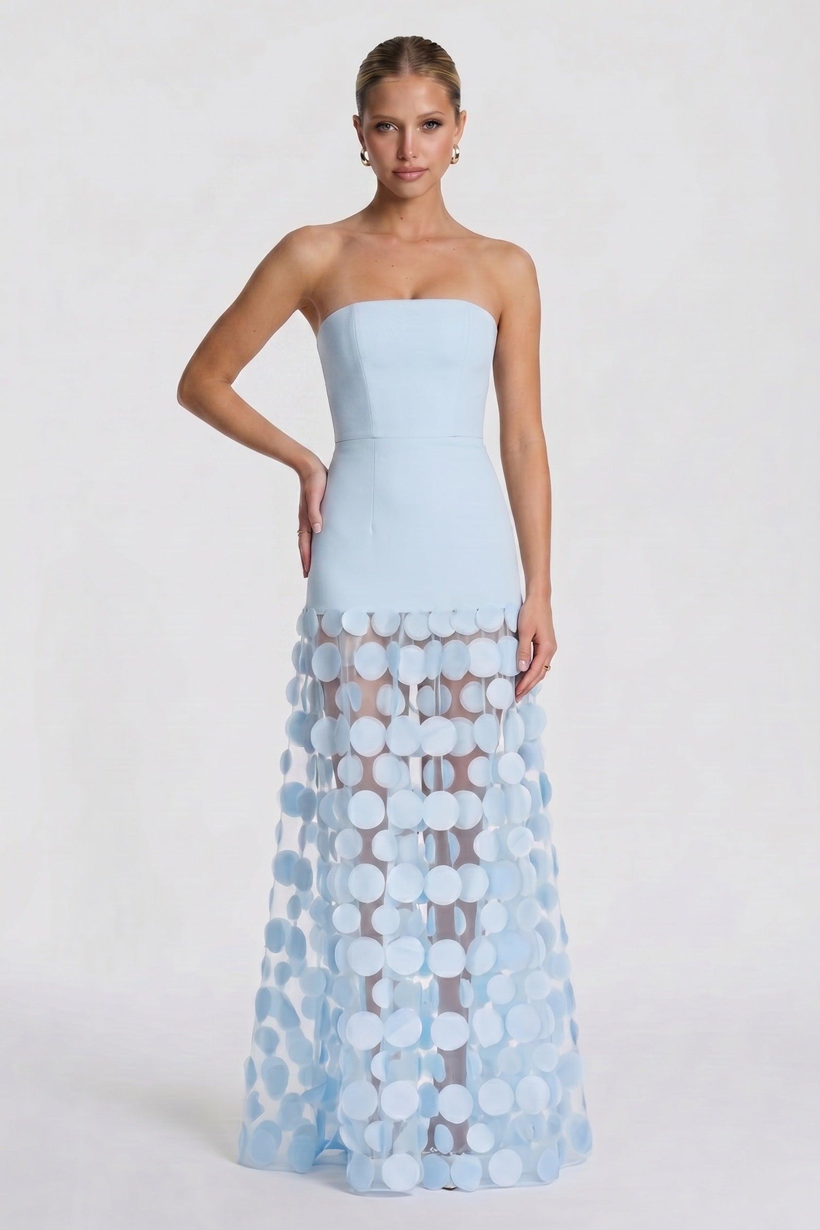 A-Line Maxi Elastic Cloth Tulle Wedding Guest Dress CG0325