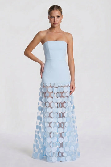 A-Line Maxi Elastic Cloth Tulle Wedding Guest Dress CG0325