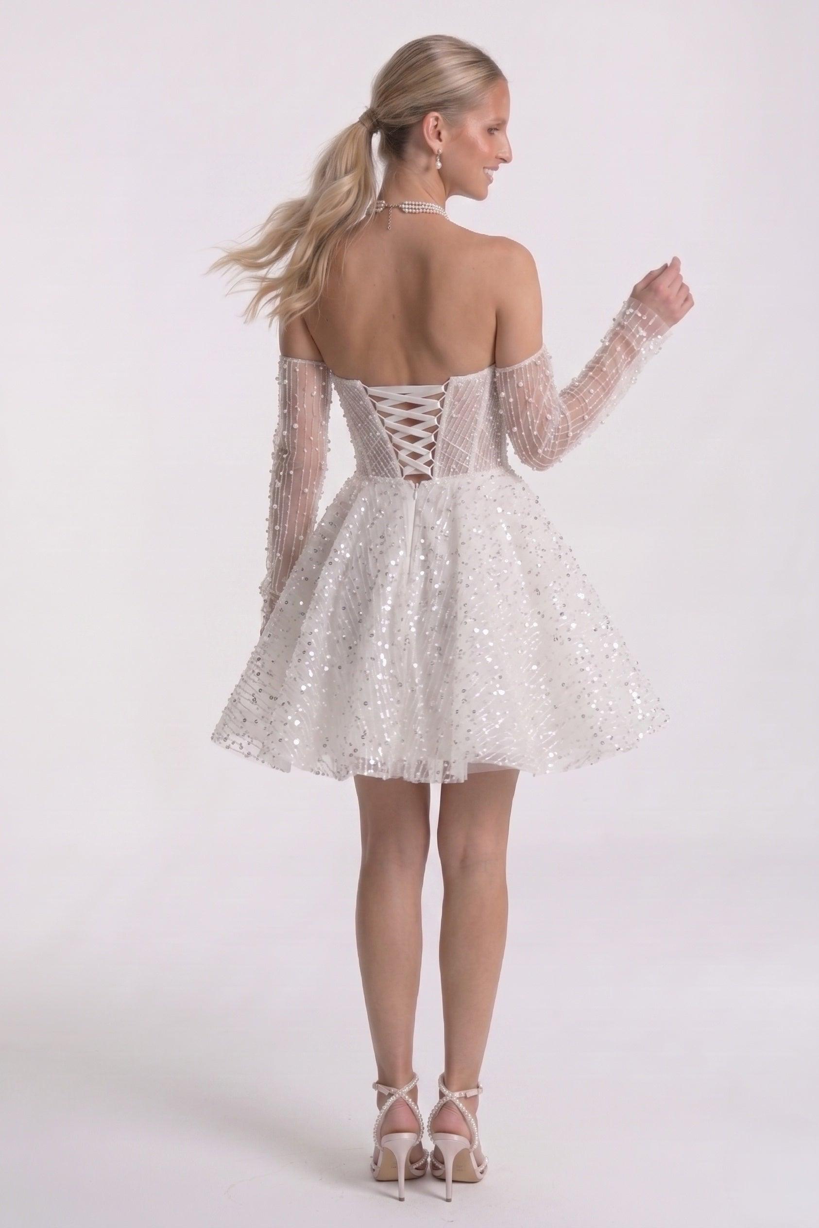 A-Line Mini Lace Wedding Guest Dress CG0327
