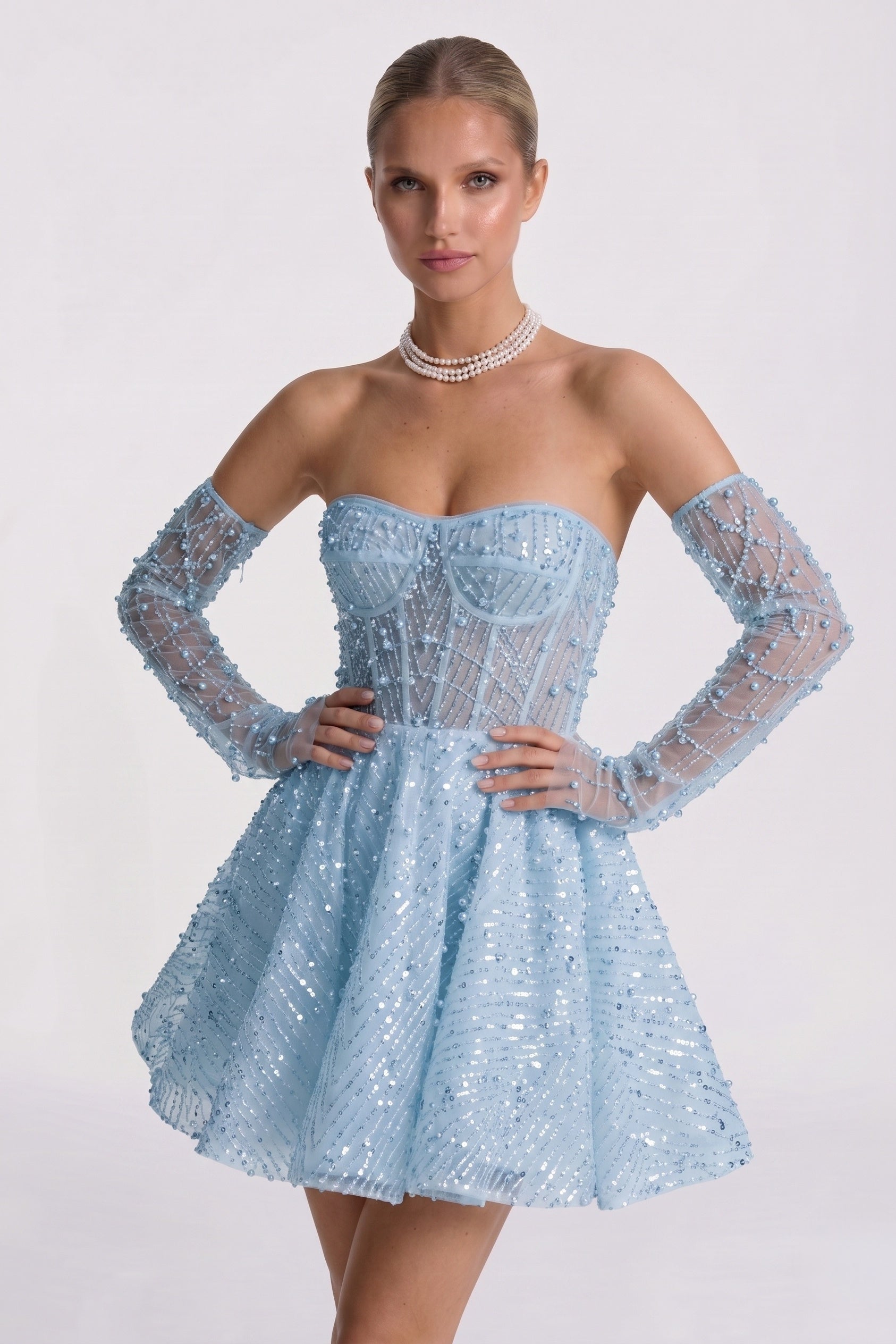 A-Line Mini Lace Wedding Guest Dress CG0327