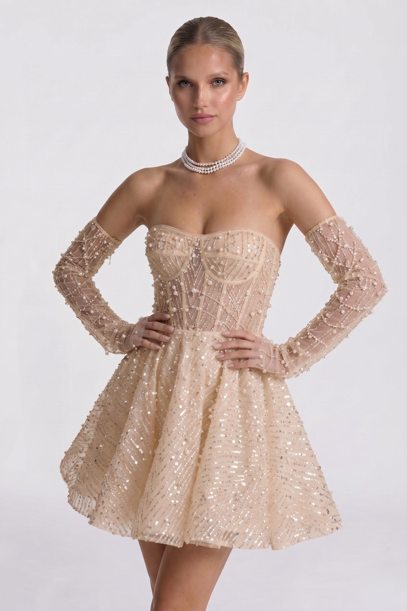 A-Line Mini Lace Wedding Guest Dress CG0327