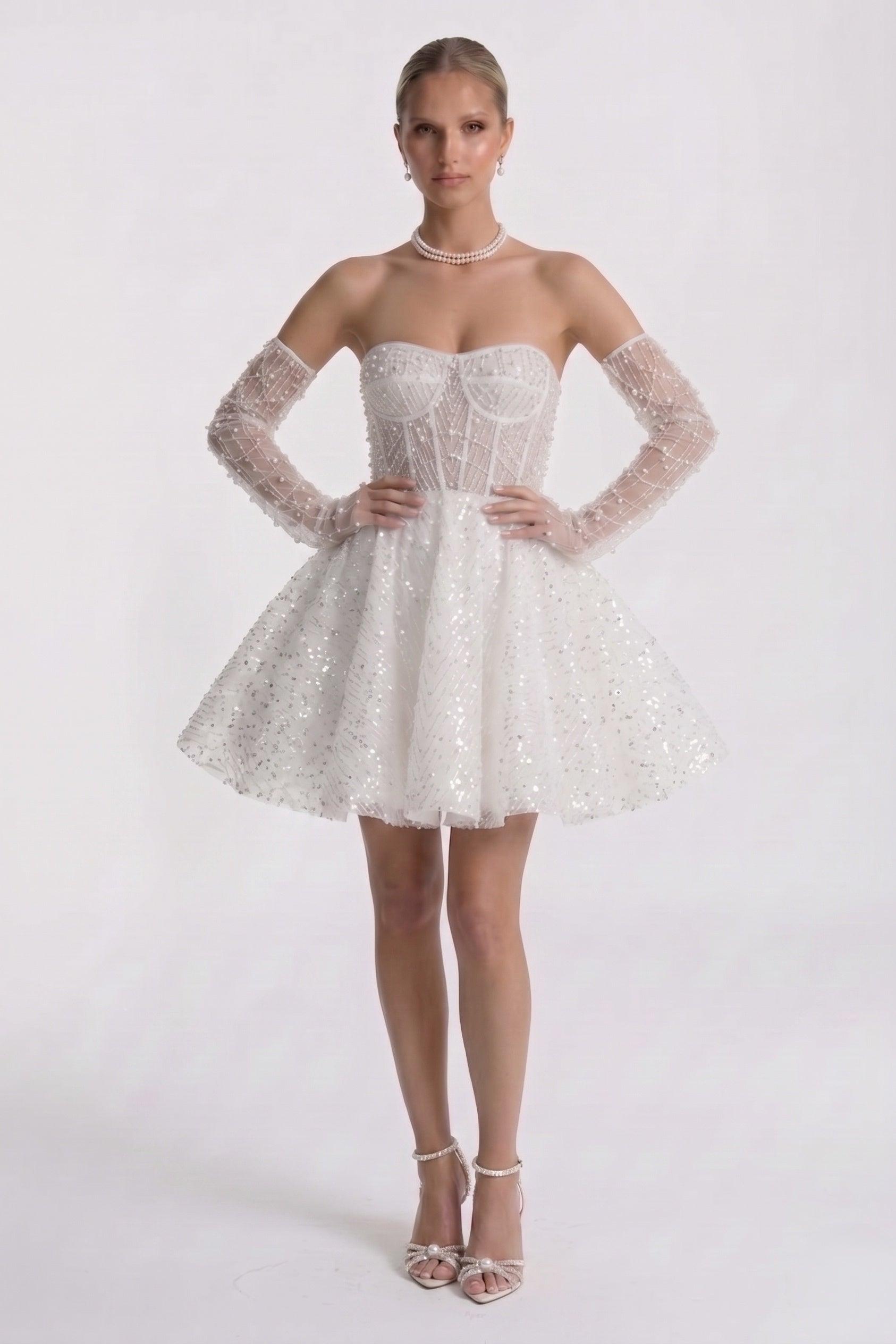 A-Line Mini Lace Wedding Guest Dress CG0327