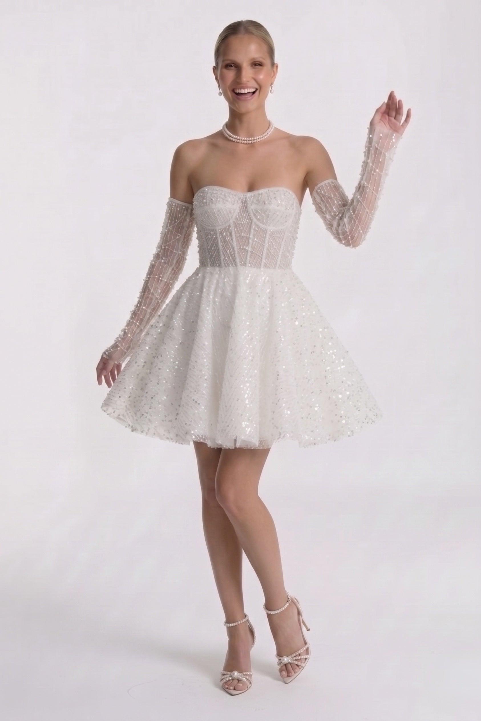 A-Line Mini Lace Wedding Guest Dress CG0327