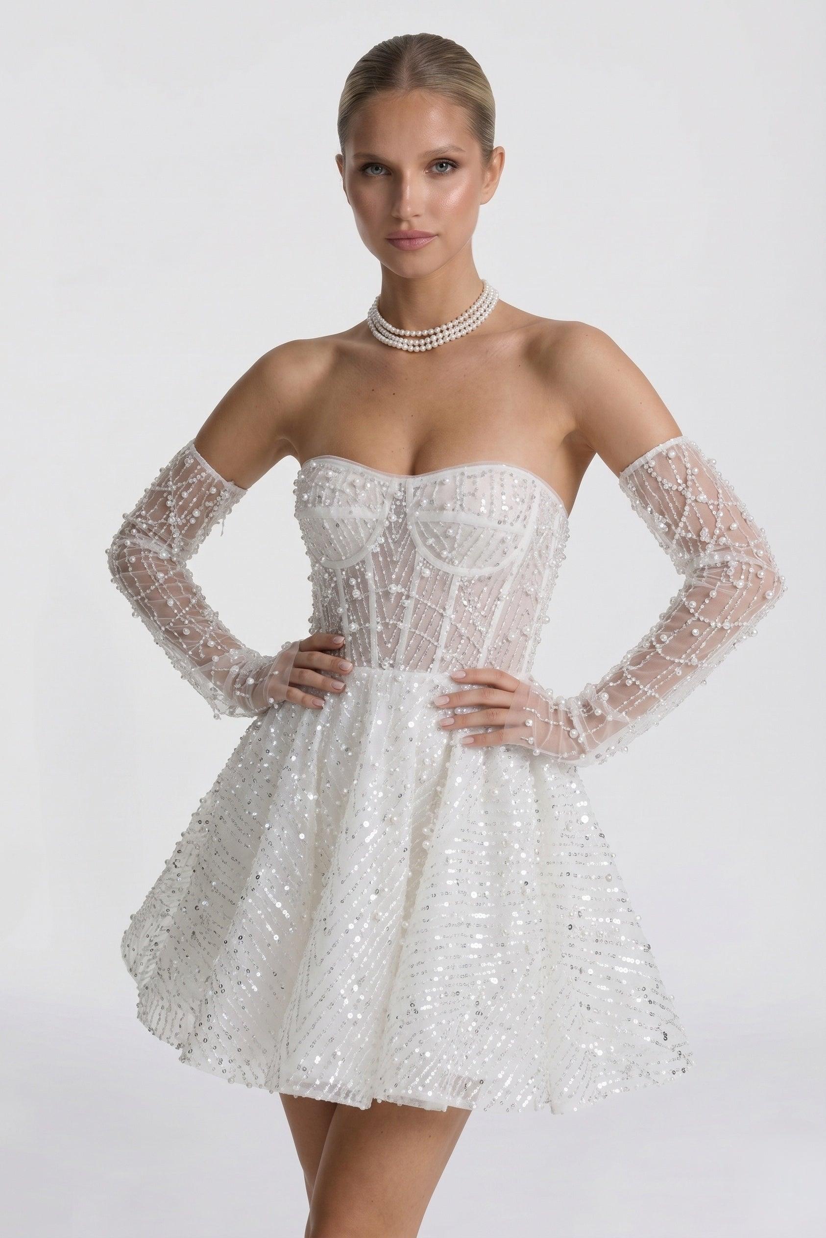 A-Line Mini Lace Wedding Guest Dress CG0327