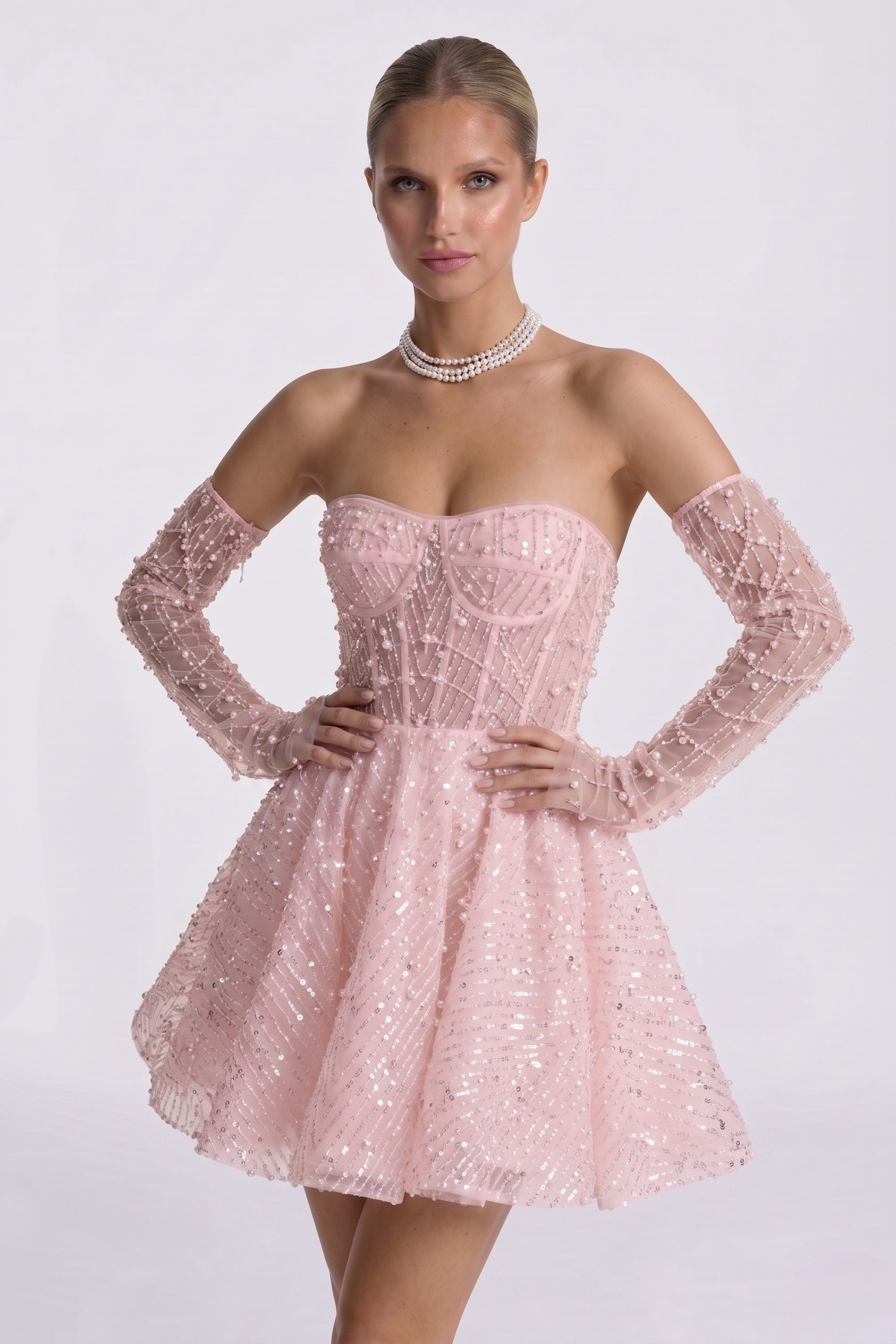 A-Line Mini Lace Wedding Guest Dress CG0327