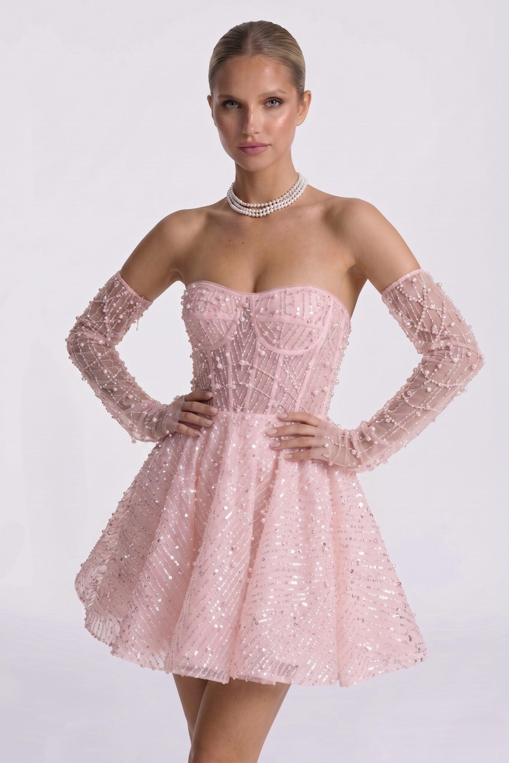 A-Line Mini Lace Wedding Guest Dress CG0327
