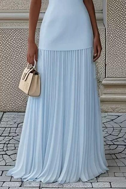Sheath-Column Maxi Elastic Cloth Chiffon Wedding Guest Dress CG0328