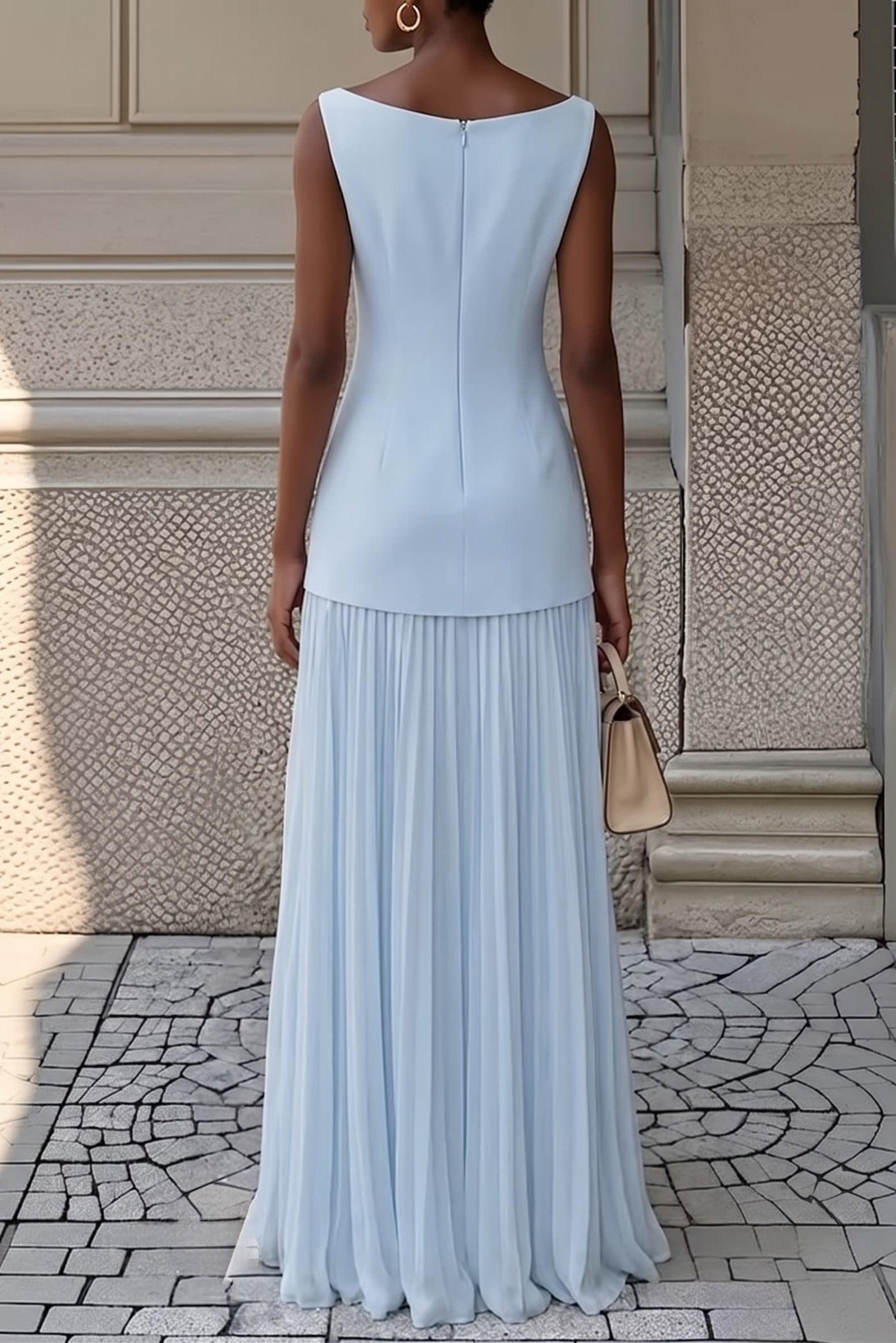 Sheath-Column Maxi Elastic Cloth Chiffon Wedding Guest Dress CG0328