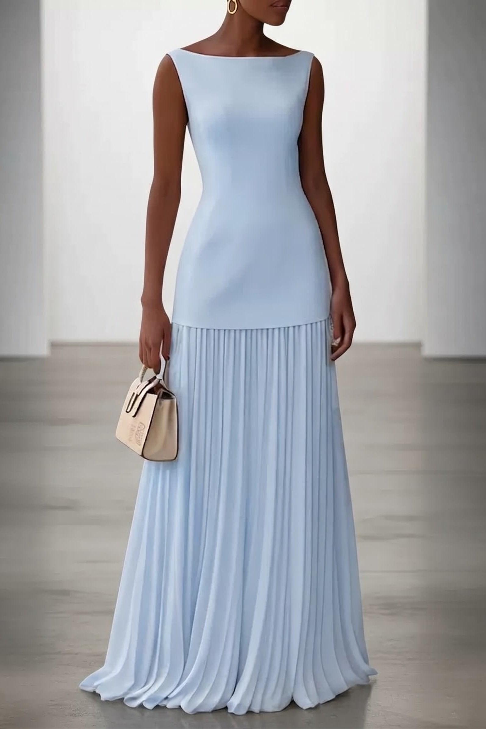 Sheath-Column Maxi Elastic Cloth Chiffon Wedding Guest Dress CG0328