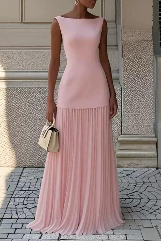 Sheath-Column Maxi Elastic Cloth Chiffon Wedding Guest Dress CG0328