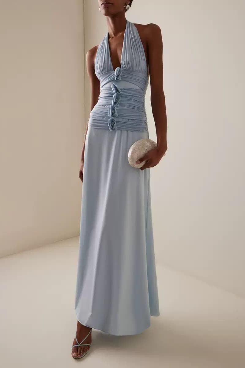 Sheath-Column Maxi Elastic Cloth Stretch Mesh Wedding Guest Dress CG0331