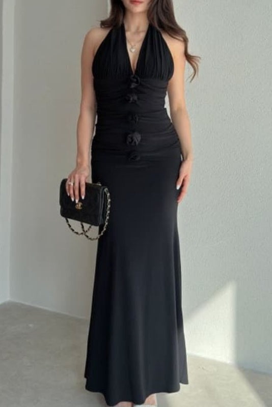 Sheath-Column Maxi Elastic Cloth Stretch Mesh Wedding Guest Dress CG0331
