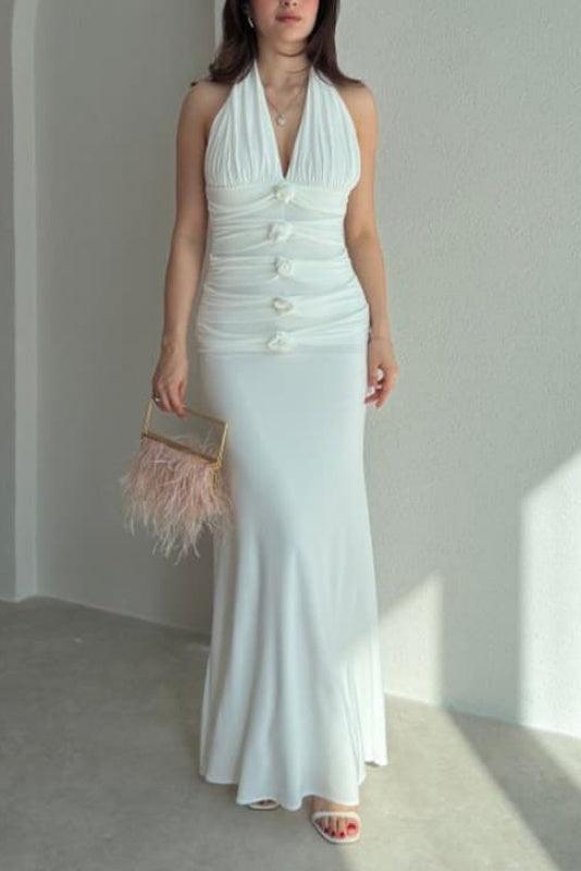 Sheath-Column Maxi Elastic Cloth Stretch Mesh Wedding Guest Dress CG0331