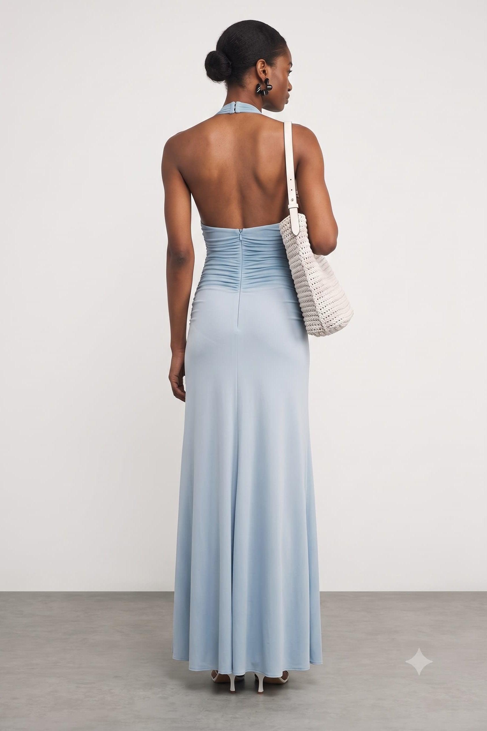 Sheath-Column Maxi Elastic Cloth Stretch Mesh Wedding Guest Dress CG0331