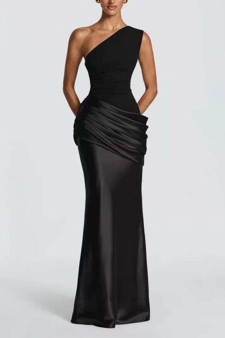 Trumpet-Mermaid Floor-length Elastic Cloth Stretch Satin Wedding Guest Dress CG0333