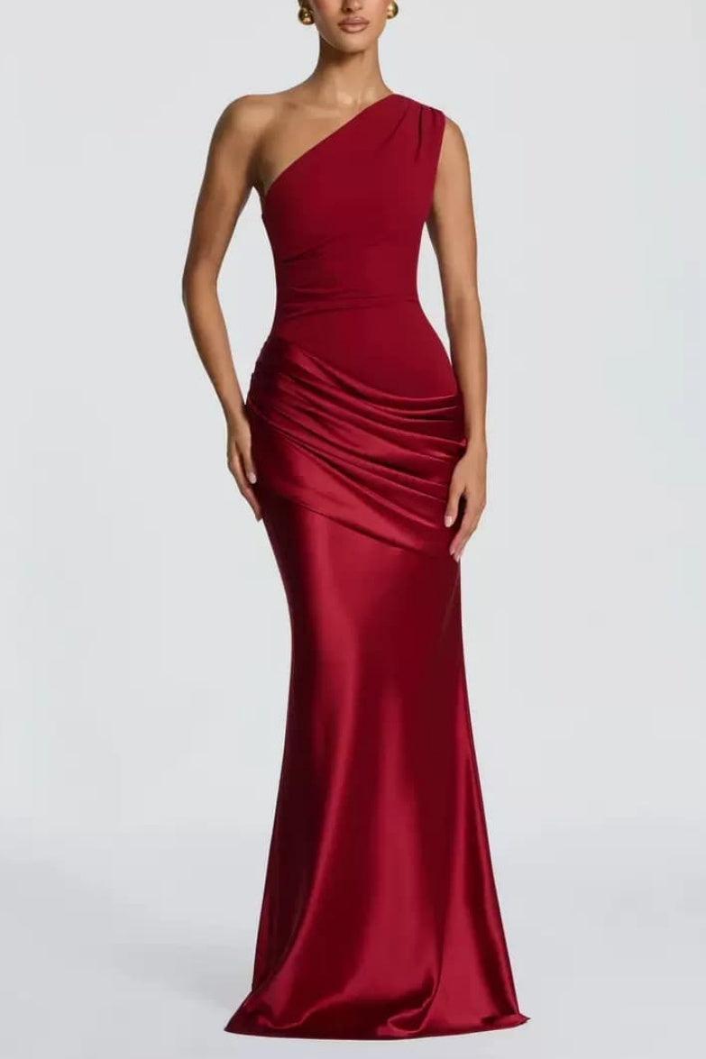 Trumpet-Mermaid Floor-length Elastic Cloth Stretch Satin Wedding Guest Dress CG0333