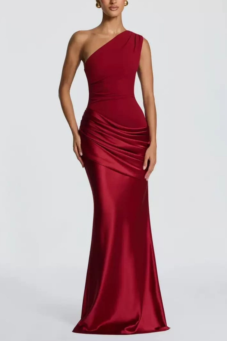 Trumpet-Mermaid Floor-length Elastic Cloth Stretch Satin Wedding Guest Dress CG0333