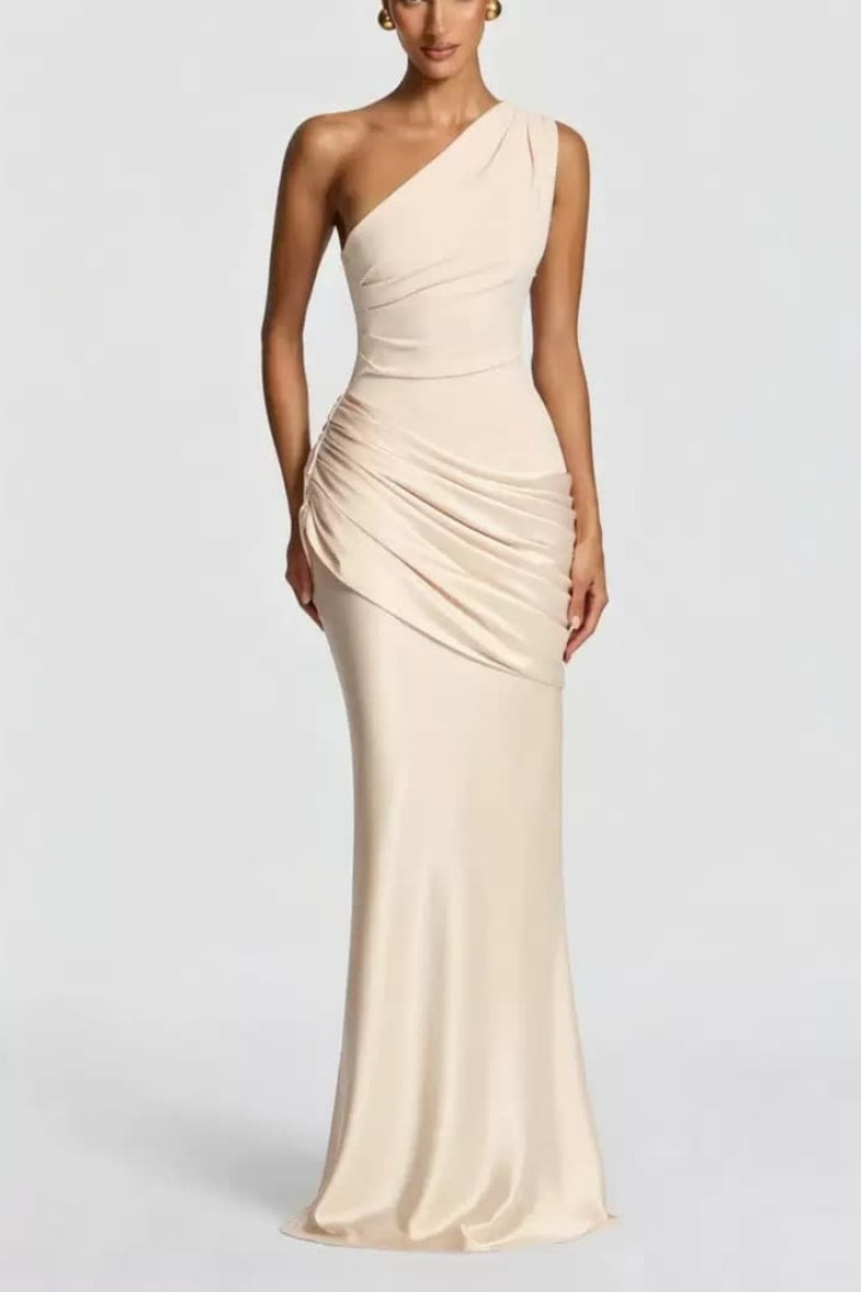 Trumpet-Mermaid Floor-length Elastic Cloth Stretch Satin Wedding Guest Dress CG0333