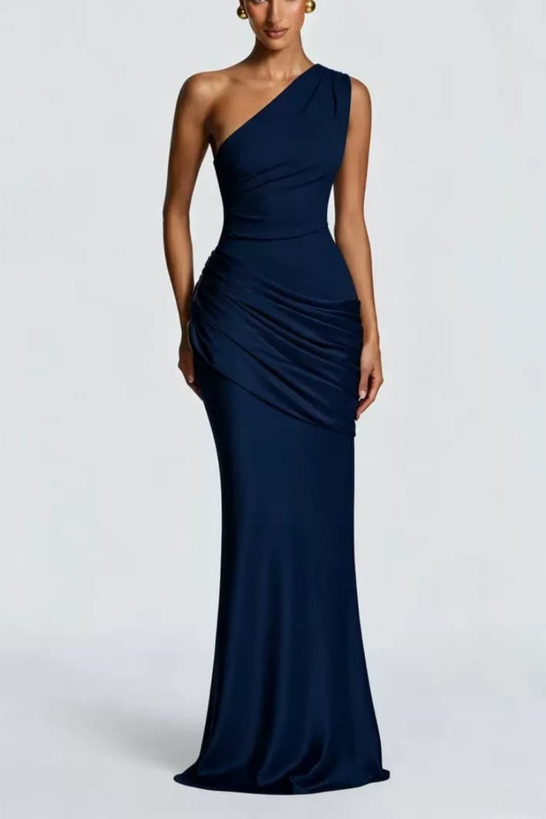 Trumpet-Mermaid Floor-length Elastic Cloth Stretch Satin Wedding Guest Dress CG0333