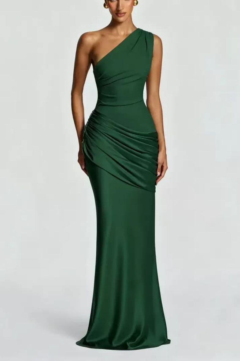 Trumpet-Mermaid Floor-length Elastic Cloth Stretch Satin Wedding Guest Dress CG0333
