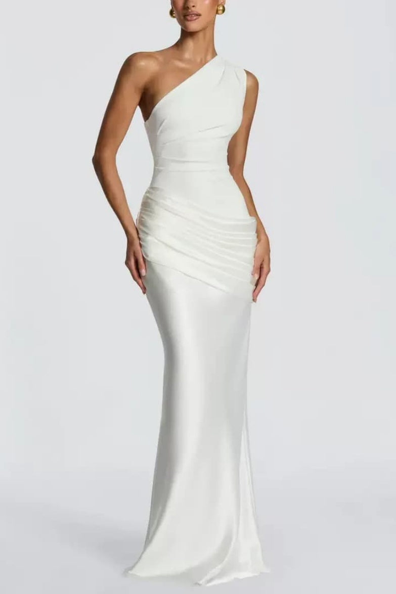 Trumpet-Mermaid Floor-length Elastic Cloth Stretch Satin Wedding Guest Dress CG0333